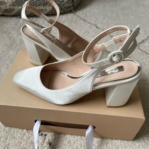 Ivory Satin Slingback Heels